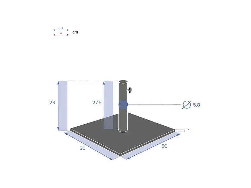 Pied de parasol plaque 20 kg anthracite Hespéride