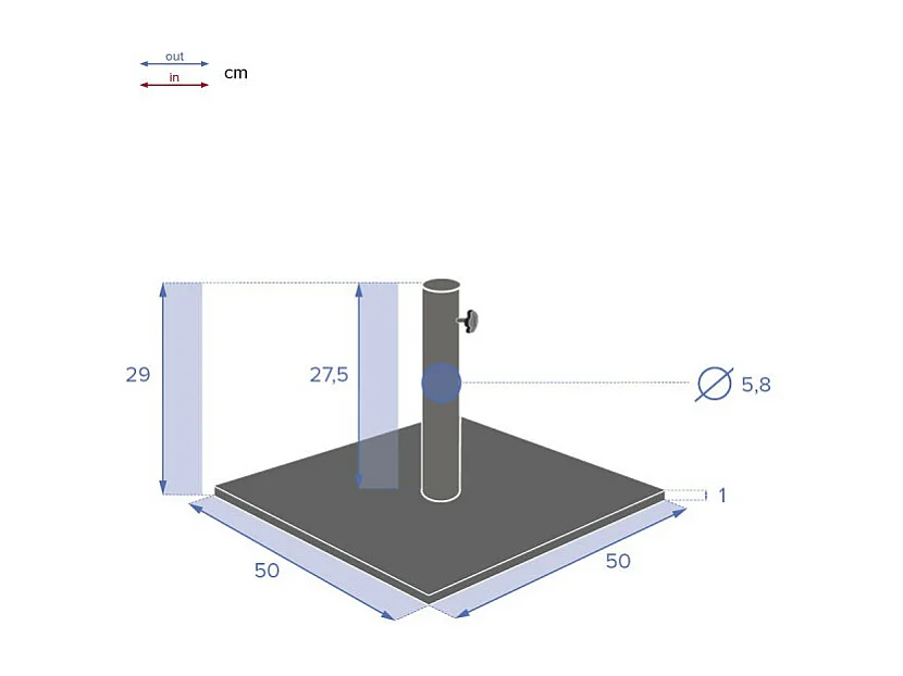 Pied de parasol plaque 20 kg anthracite Hespéride