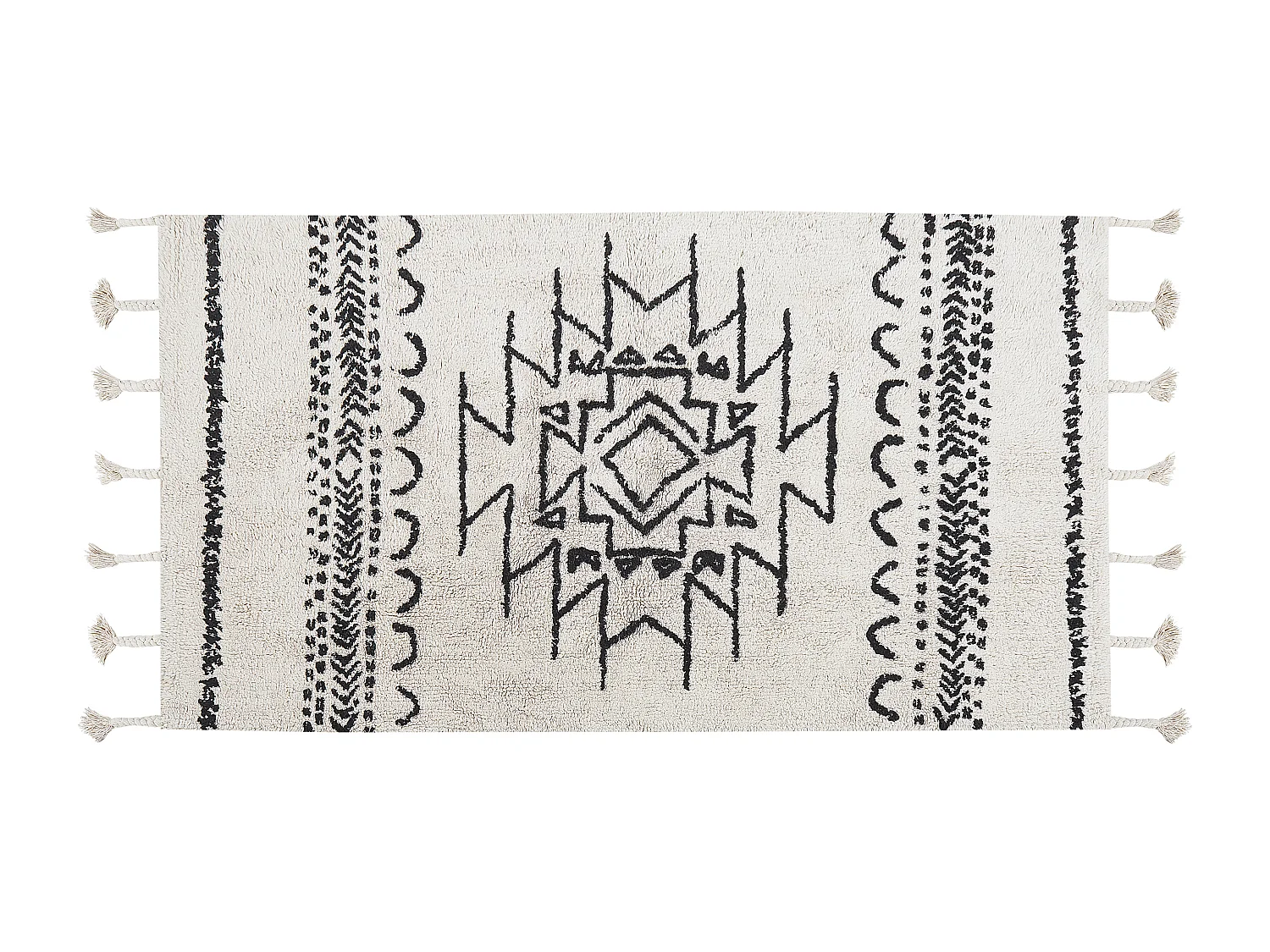 Vloerkleed katoen wit/zwart 80 x 150 cm KHOURIBGA