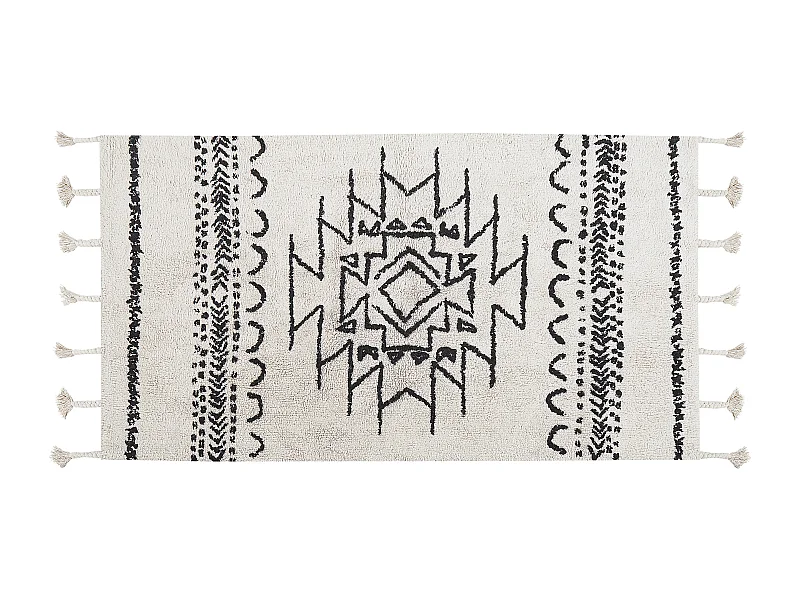 Tappeto cotone bianco sporco e nero 80 x 150 cm KHOURIBGA