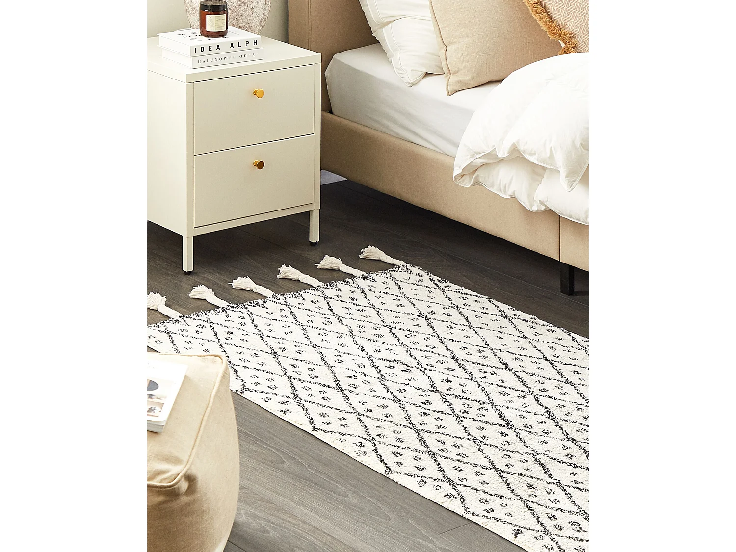 Tapis AGADIR Blanc cassé 80 x 150 cm Coton