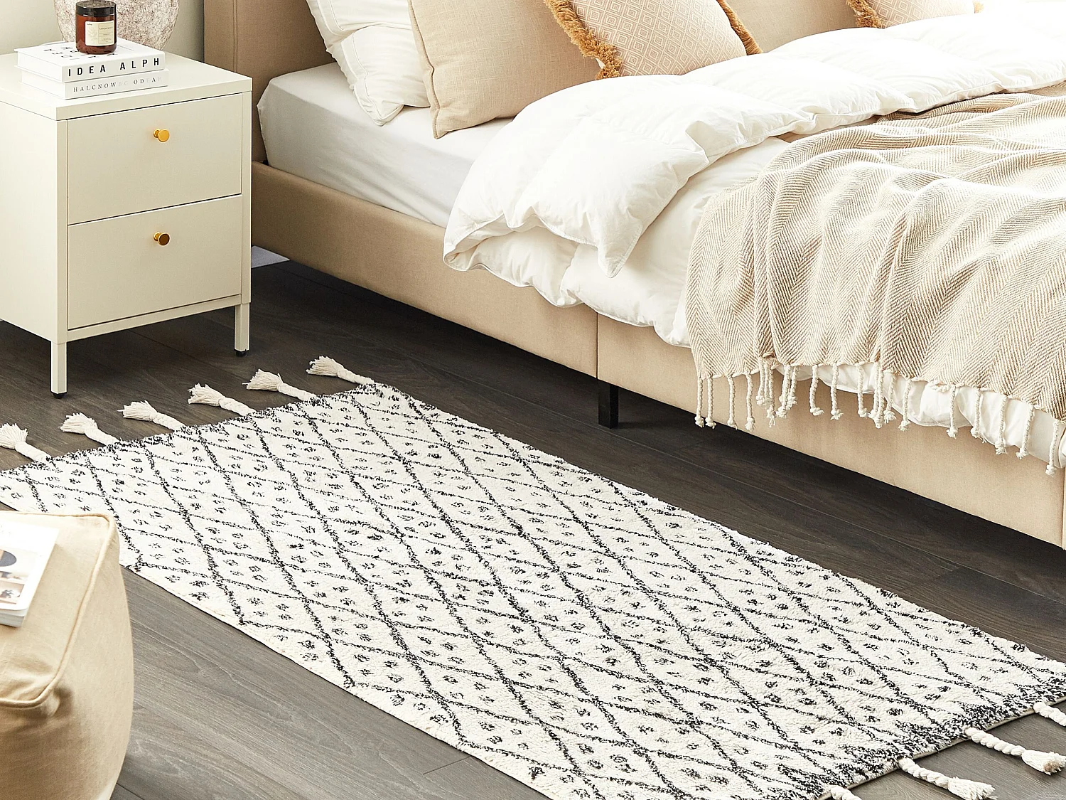 Tapis en coton blanc et noir 80 x 150 cm AGADIR