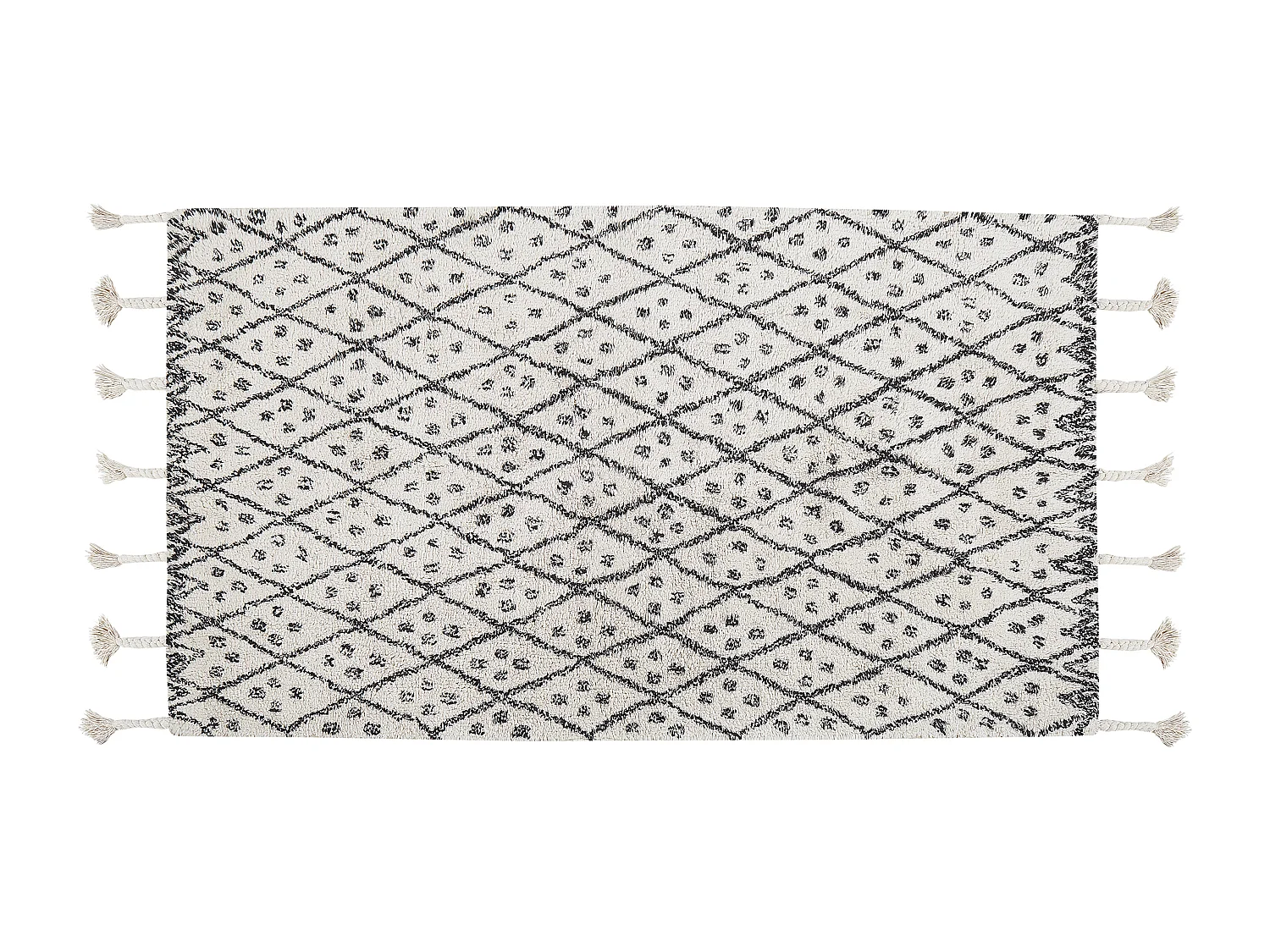 Tappeto cotone bianco sporco e nero 80 x 150 cm AGADIR