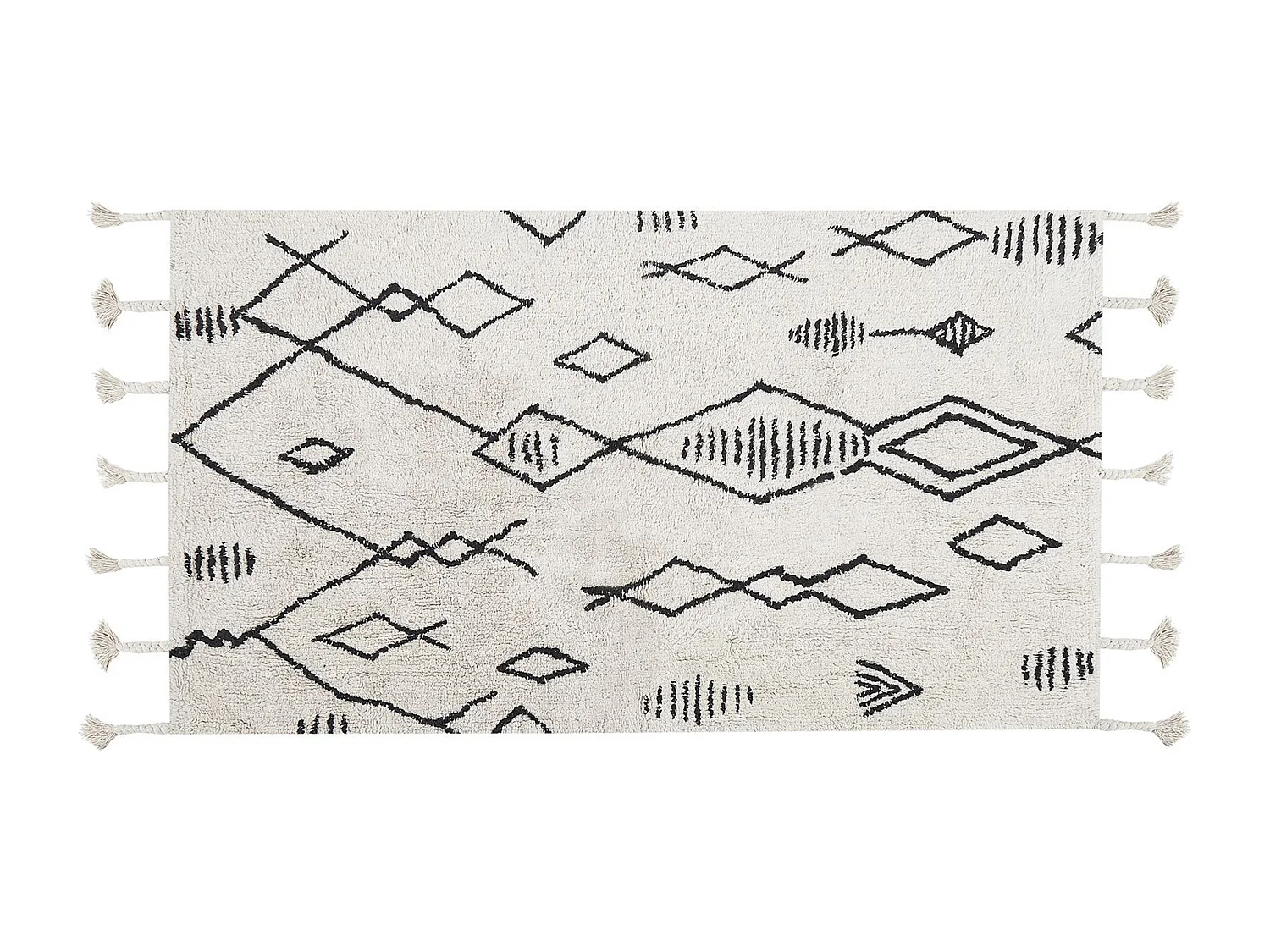 Tappeto cotone bianco sporco e nero 80 x 150 cm KEBIR