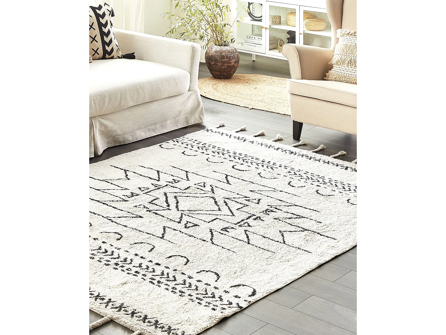 Tapis KHOURIBGA Blanc cassé 140 x 200 cm Coton