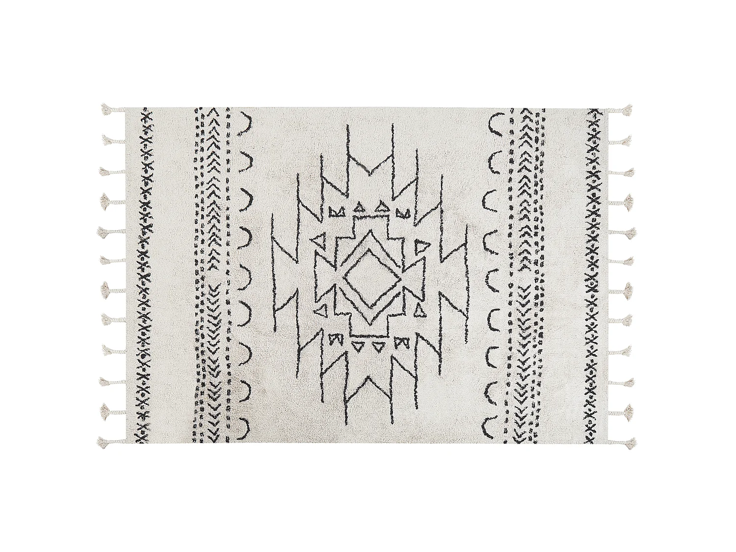 Tapis en coton blanc et noir 140 x 200 cm KHOURIBGA