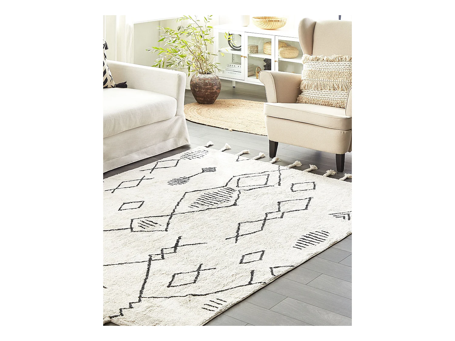 Tapis KEBIR Blanc cassé 140 x 200 cm Coton