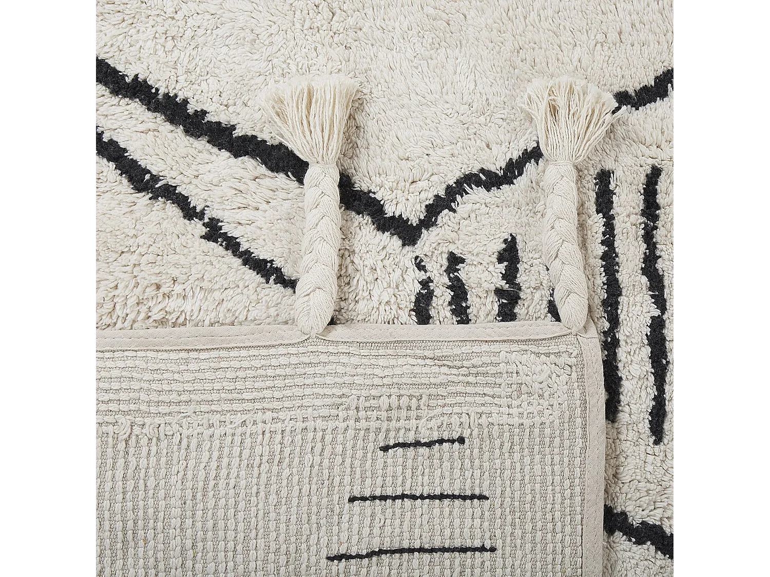 Tappeto cotone bianco sporco e nero 140 x 200 cm KEBIR