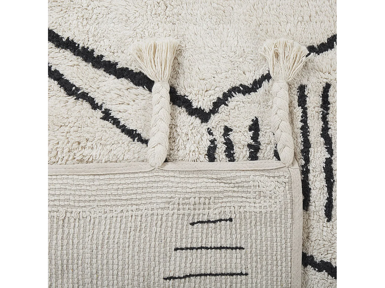 Tapis en coton blanc et noir 140 x 200 cm KEBIR