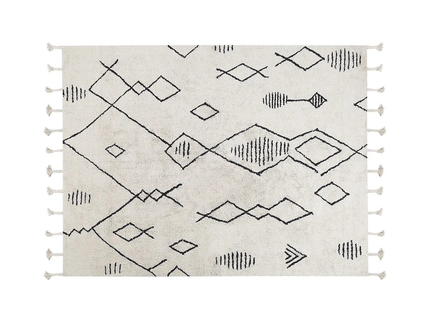 Vloerkleed katoen wit/zwart 160 x 230 cm KEBIR