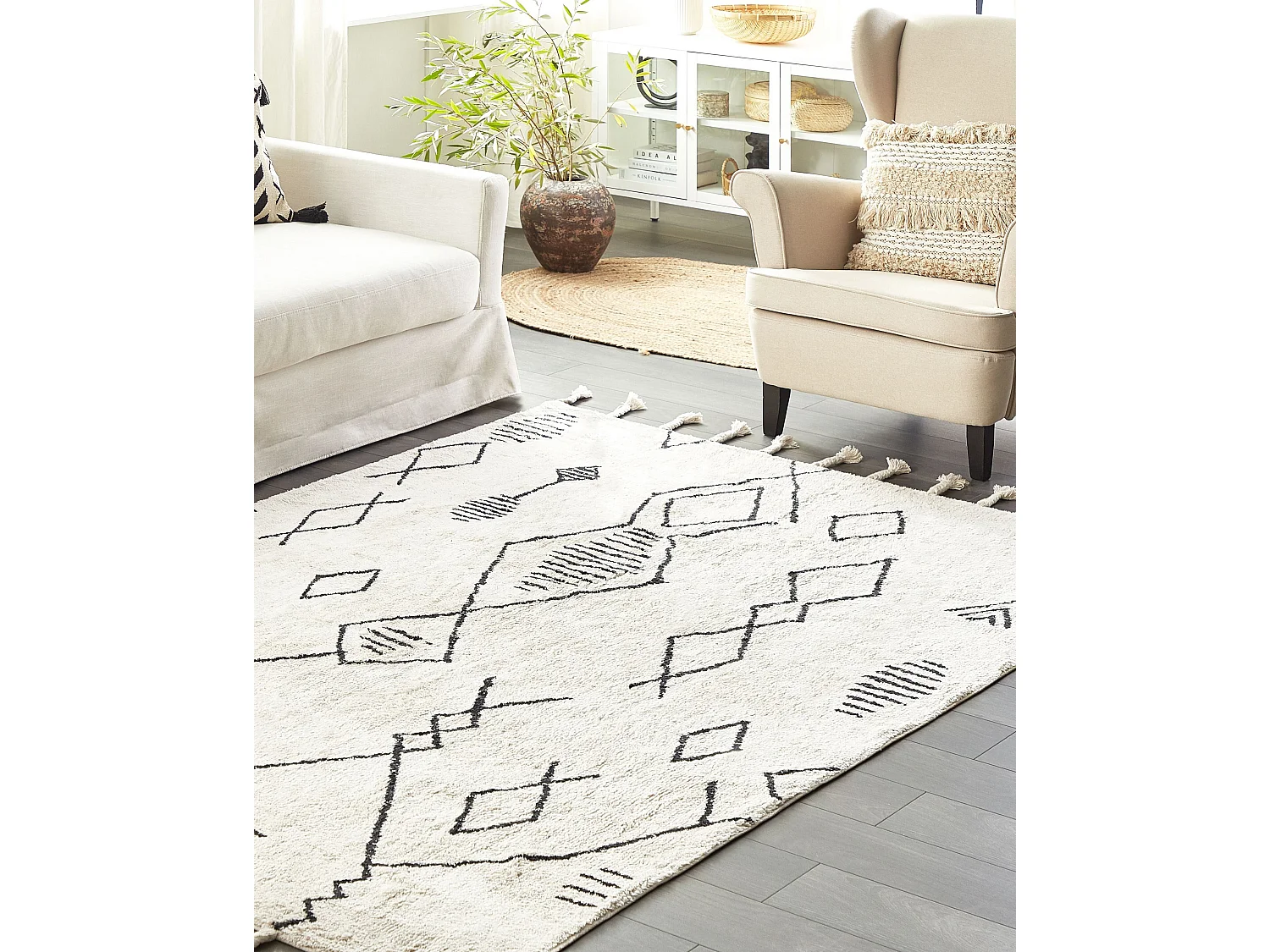 Tapis KEBIR Blanc cassé 160 x 230 cm Coton