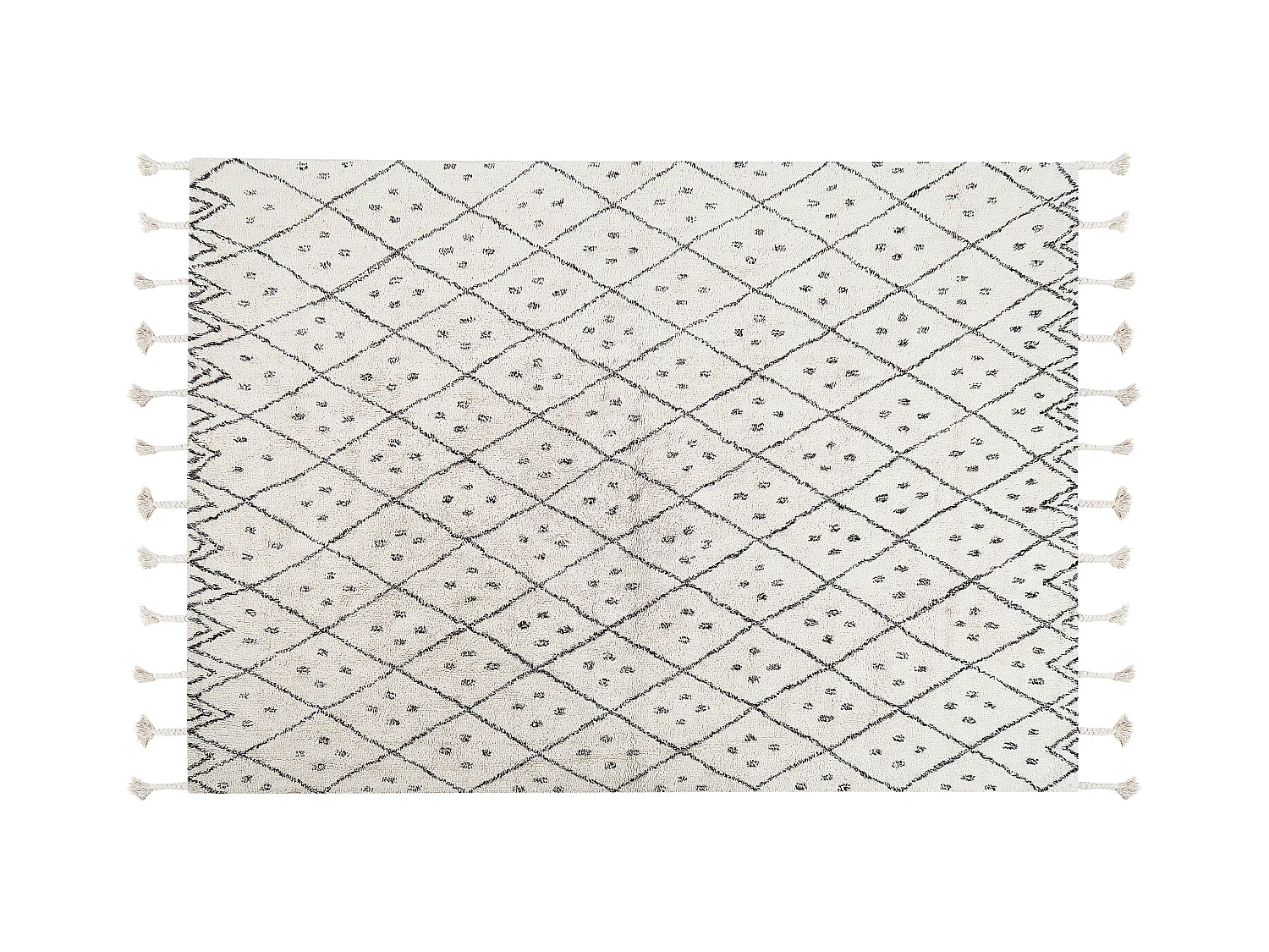 Teppich Baumwolle weiss / schwarz 160 x 230 cm cm Kurzflor AGADIR