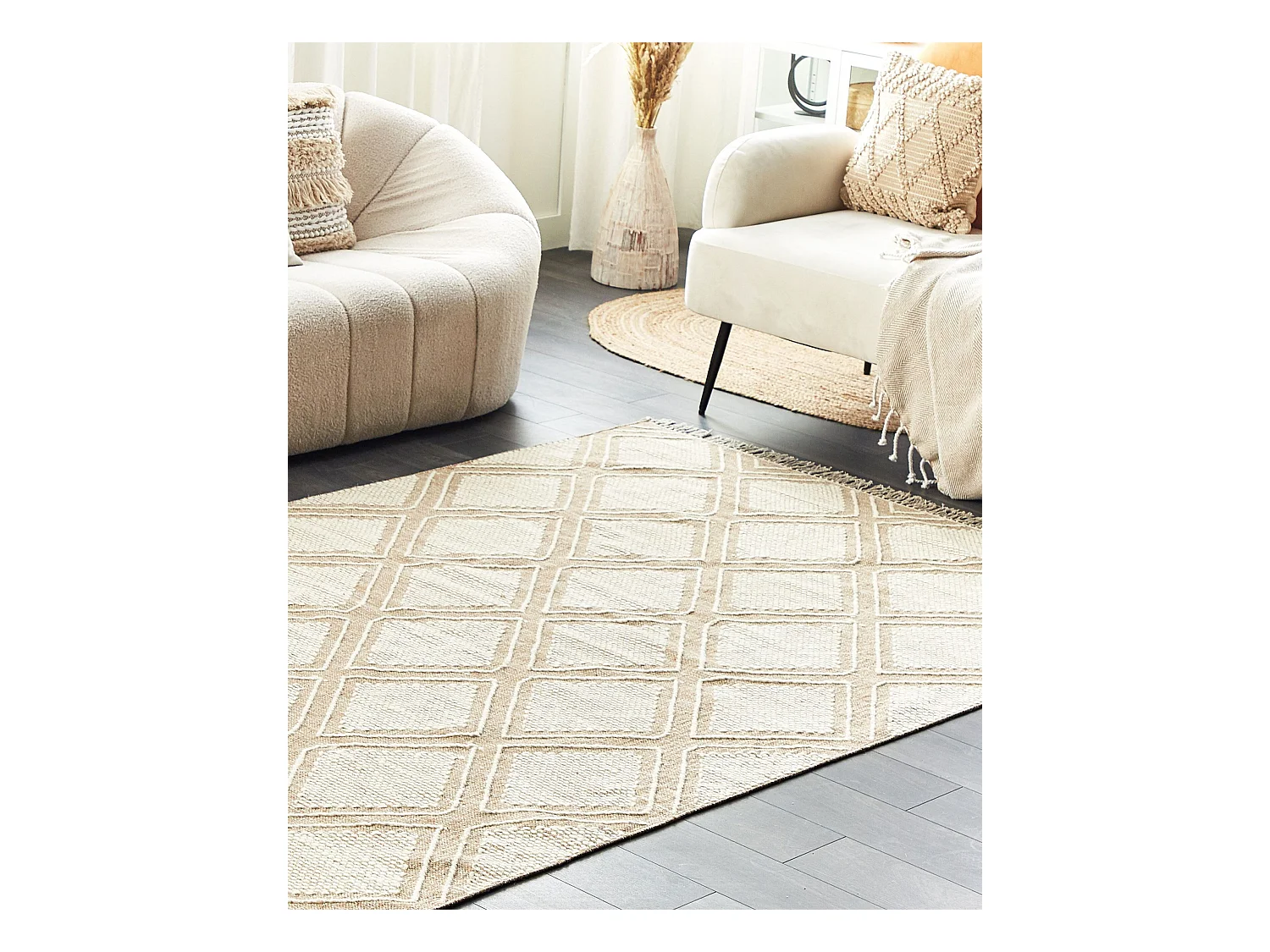 Vloerkleed katoen beige/wit 160 x 230 cm KACEM