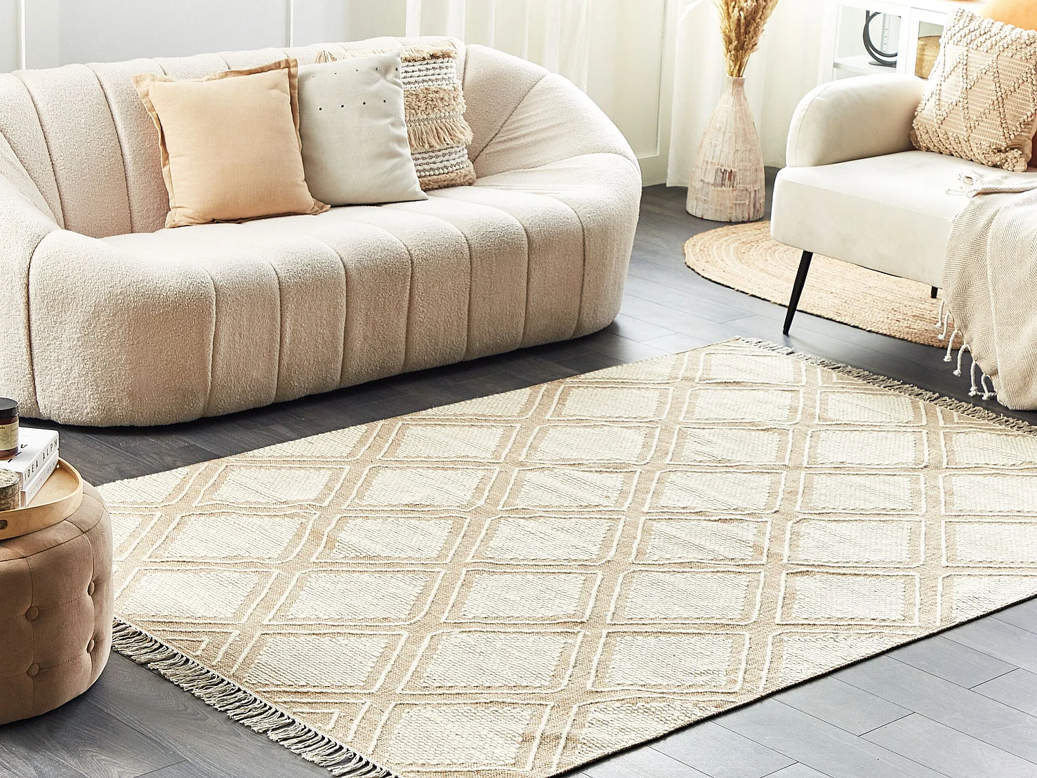 Tapis KACEM Beige 160 x 230 cm Coton