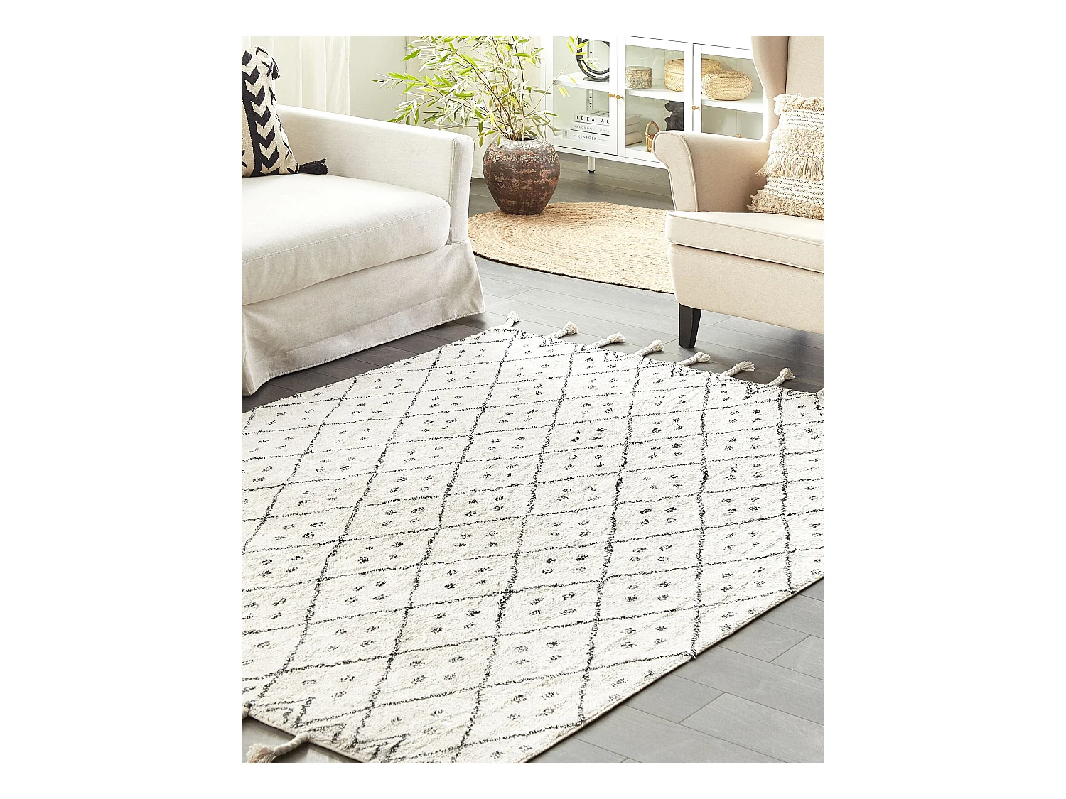 Tapis AGADIR Blanc cassé 140 x 200 cm Coton