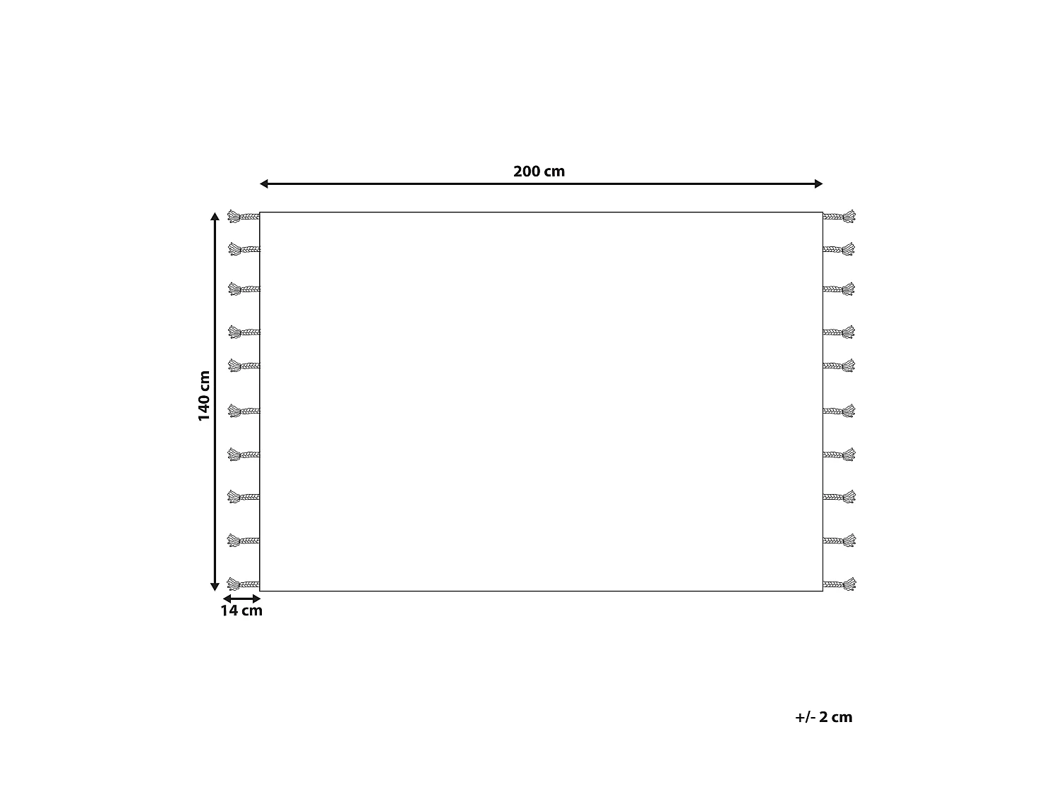 Rechteckiger Teppich Quasten Baumwolle Kurzflor 140 x 200 cm weiß/schwarz Agadir