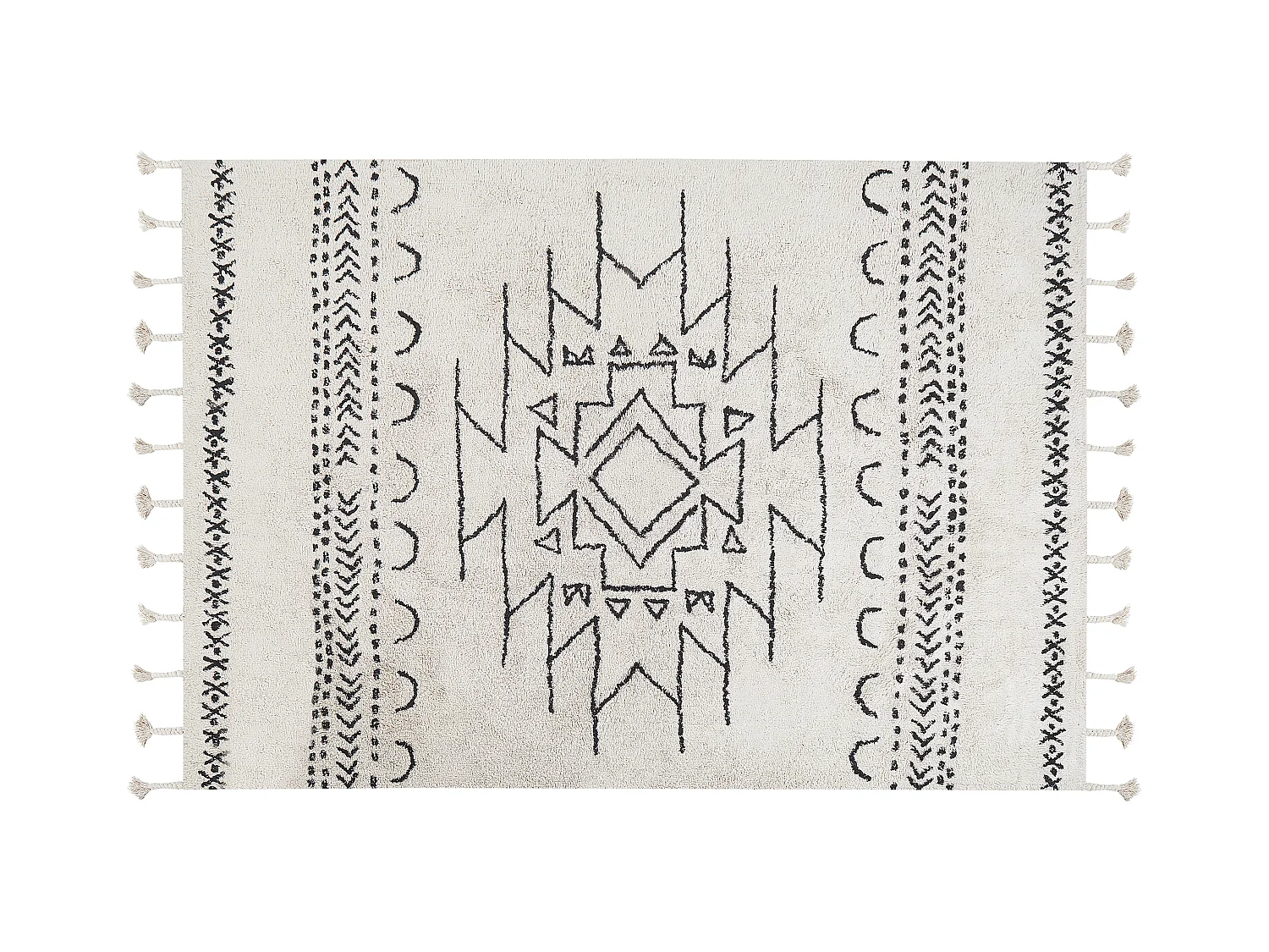 Tapete de algodão preto e branco 160 x 230 cm KHOURIBGA