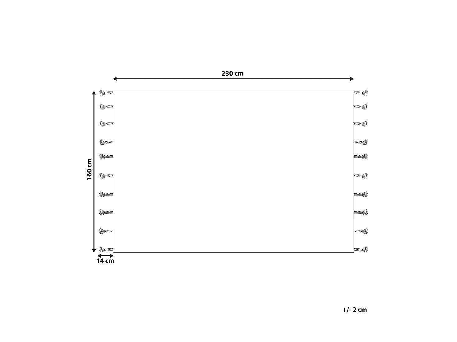 Rechteckiger Teppich Quasten Baumwolle Kurzflor 160x230 cm weiß/schwarz Khouribga