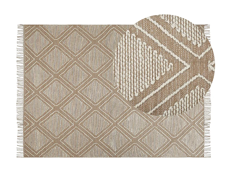 Tapete de algodão creme e branco 140 x 200 cm KACEM