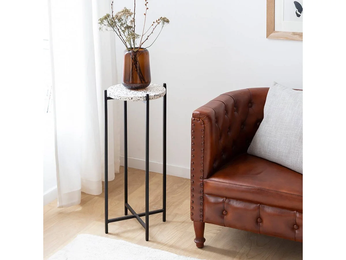 Bout de canapé en terrazzo et métal Paulus