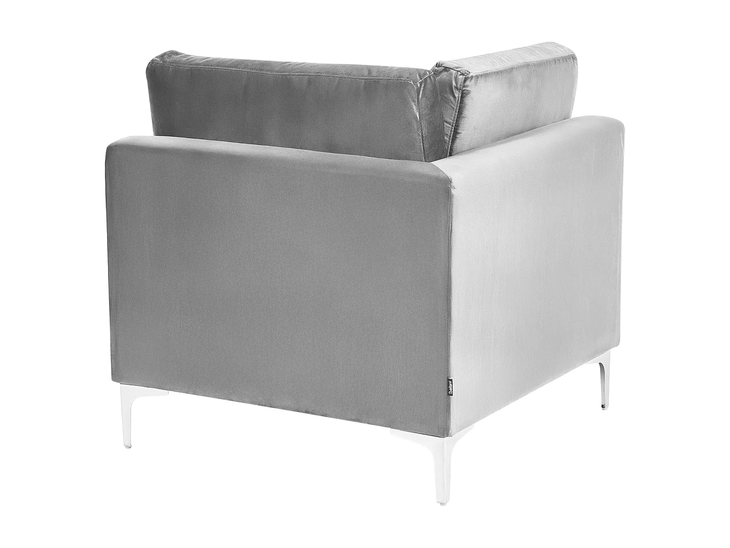 Modul Ecksessel aus Samtstoff Grau quadratisch mit Rückenkissen Glamour Evja