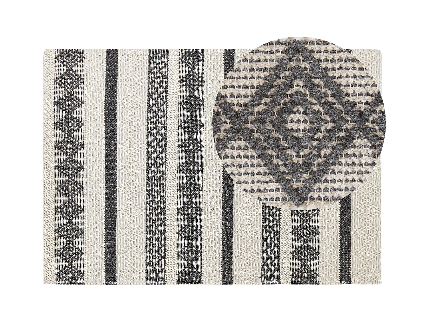 Teppich Wolle beige / grau geometrisches Muster rechteckig 160 x 230 cm Davutlar