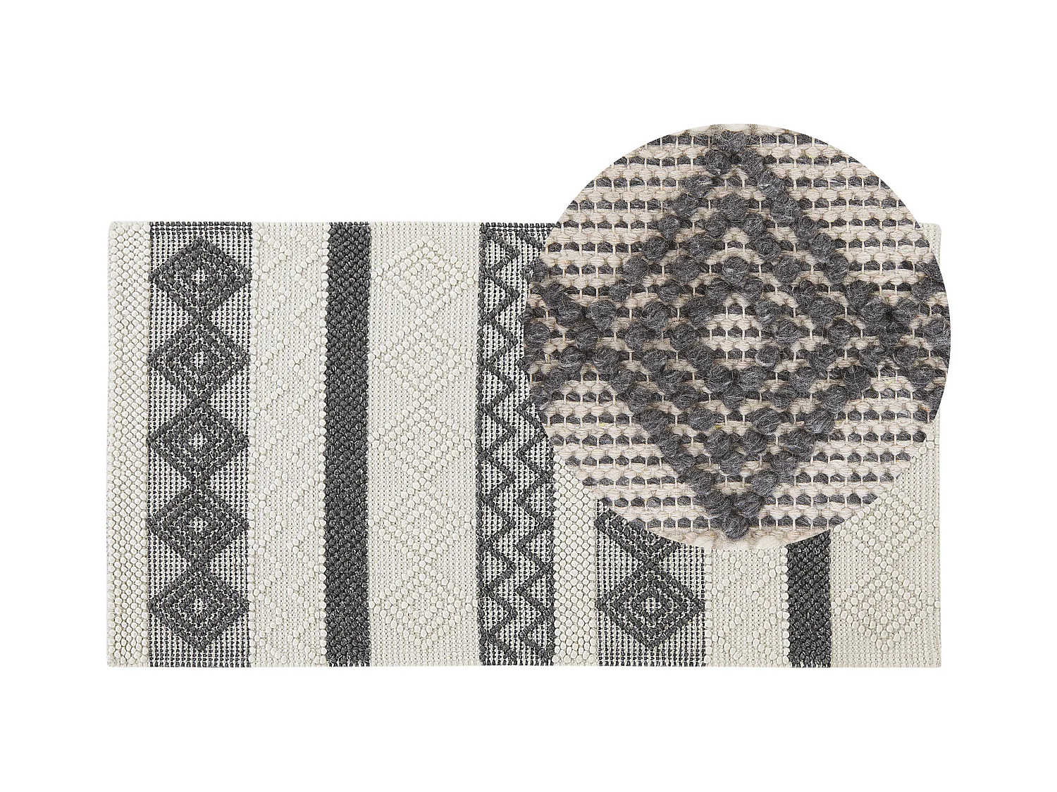 Tapete de lã creme e cinzento 80 x 150 cm DAVUTLAR