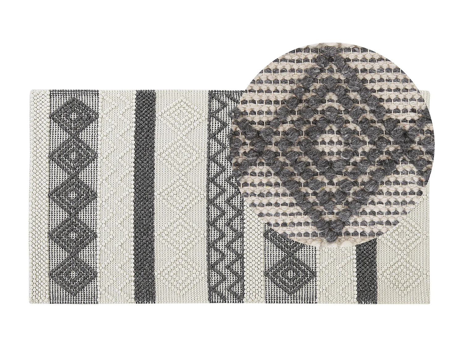 Teppich Wolle beige / grau geometrisches Muster rechteckig 80 x 150 cm Davutlar