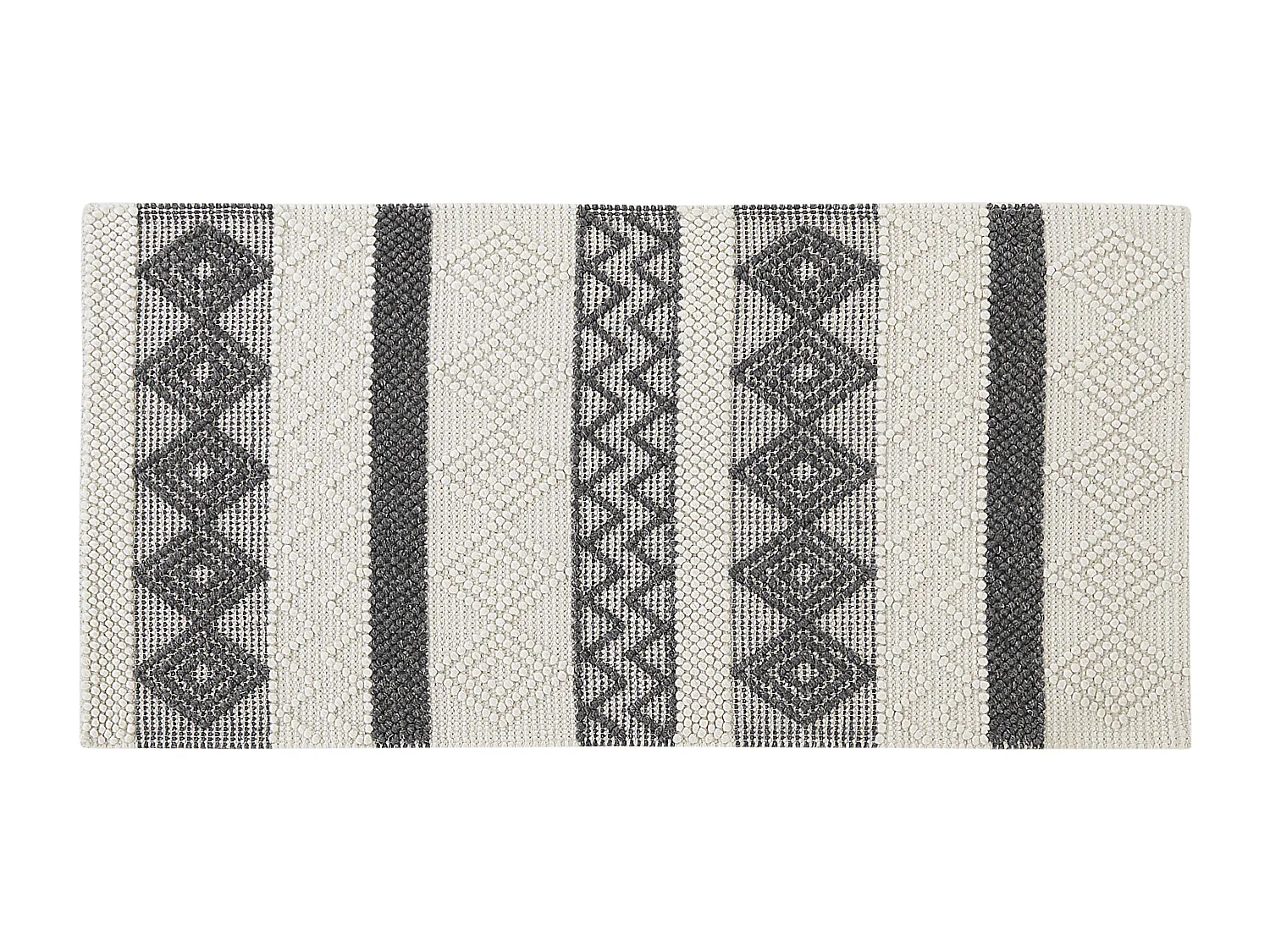 Teppich Wolle beige / grau geometrisches Muster rechteckig 80 x 150 cm Davutlar