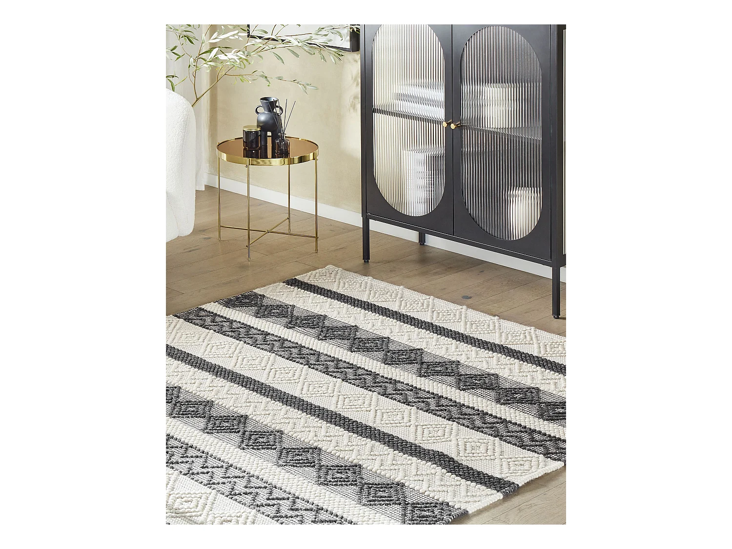 Tappeto lana beige chiaro e grigio scuro 140 x 200 cm DAVUTLAR