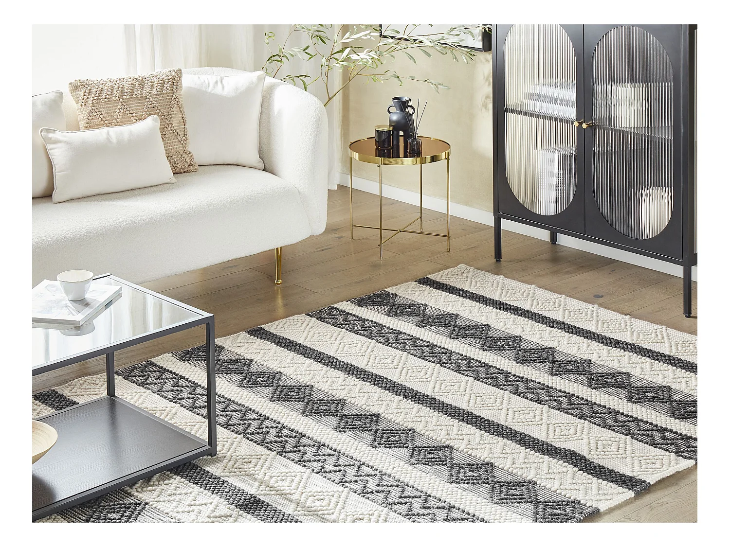 Tapis DAVUTLAR Beige clair 140 x 200 cm Laine
