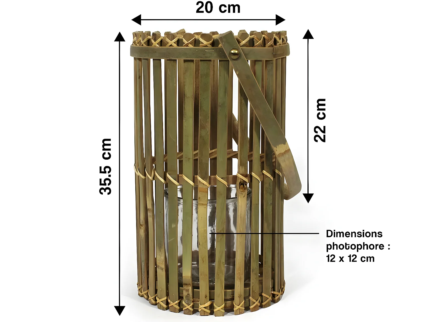 Lanterne tube en bambou Rattan