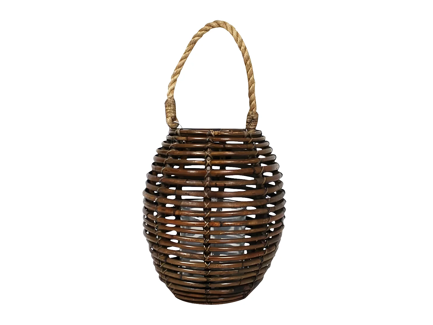 Lanterne ovale en rotin avec corde Rattan