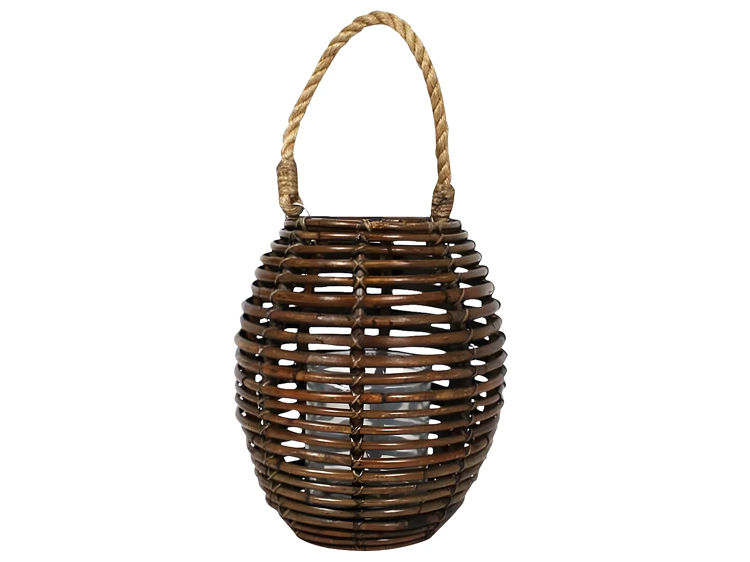 Lanterne ovale en rotin avec corde Rattan
