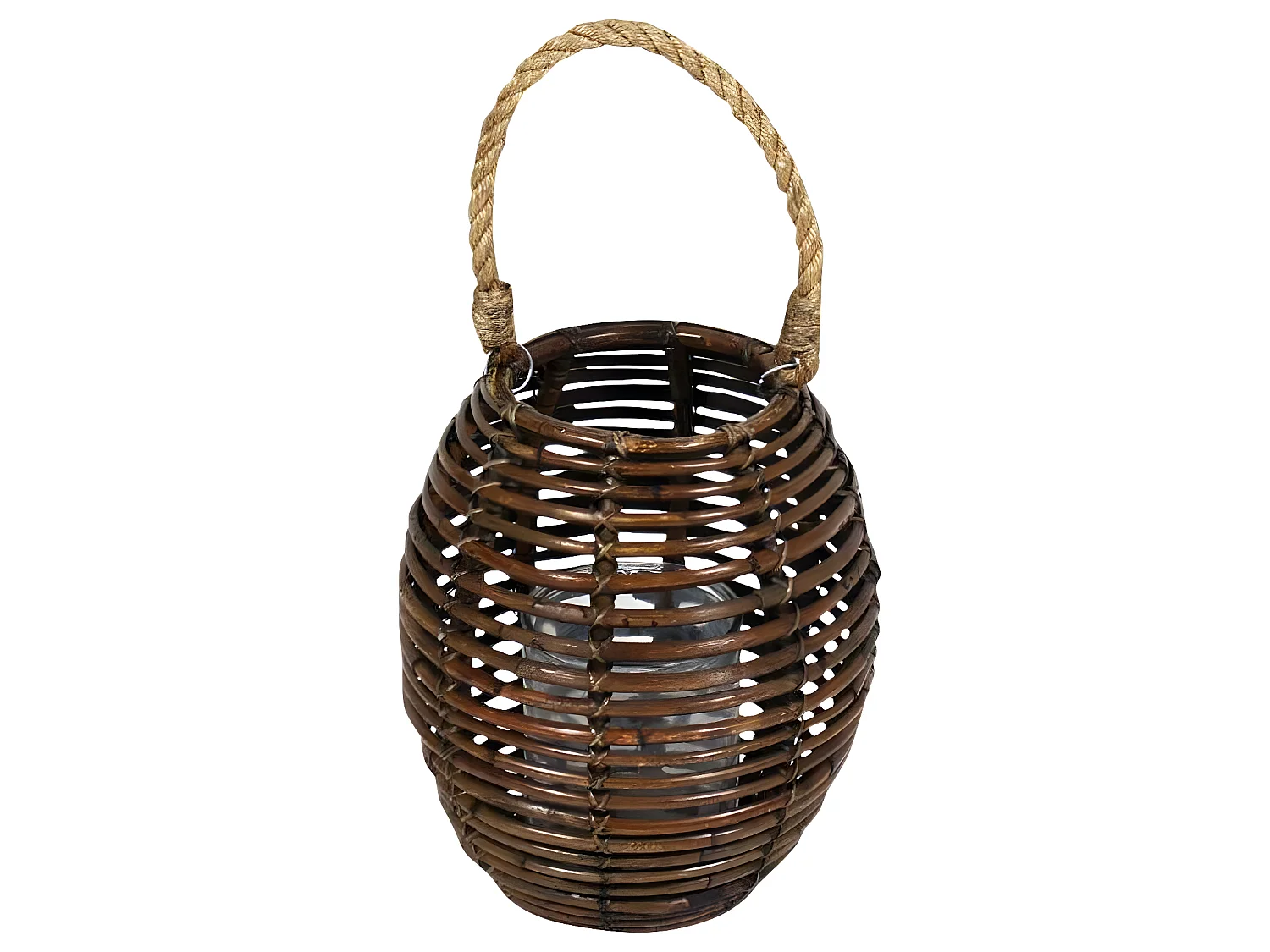 Lanterne ovale en rotin avec corde Rattan