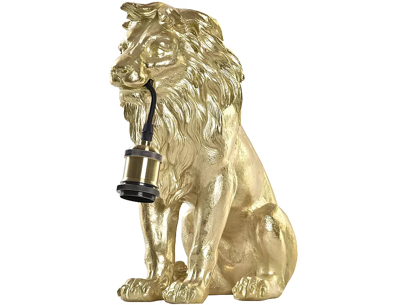 Lampe à poser lion doré 35.5 cm