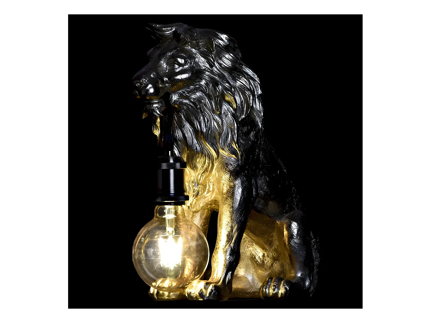 Lampe à poser lion doré 35.5 cm