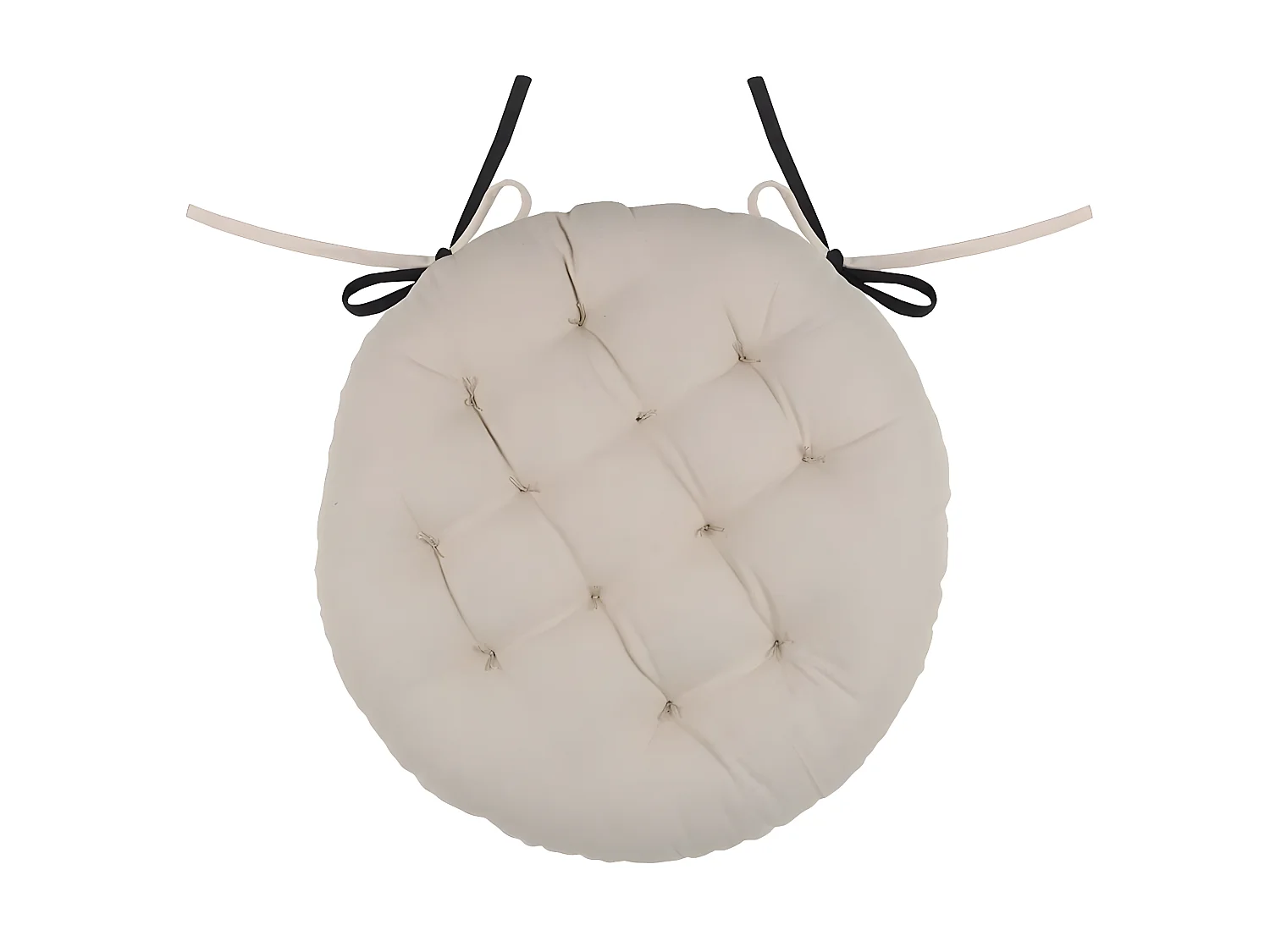 Coussin de chaise rond Noir et Lin 38 cm