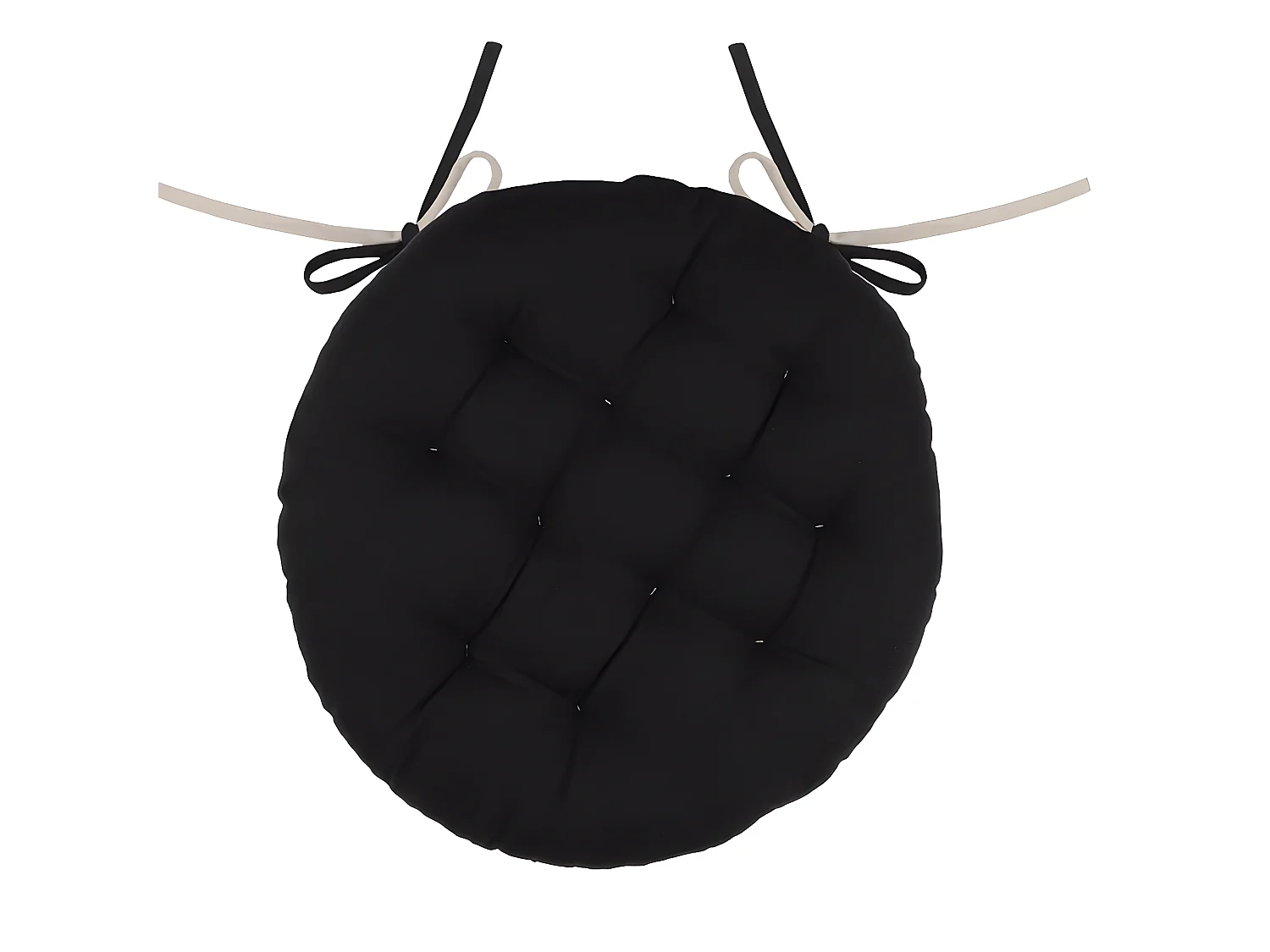 Coussin de chaise rond Noir et Lin 38 cm
