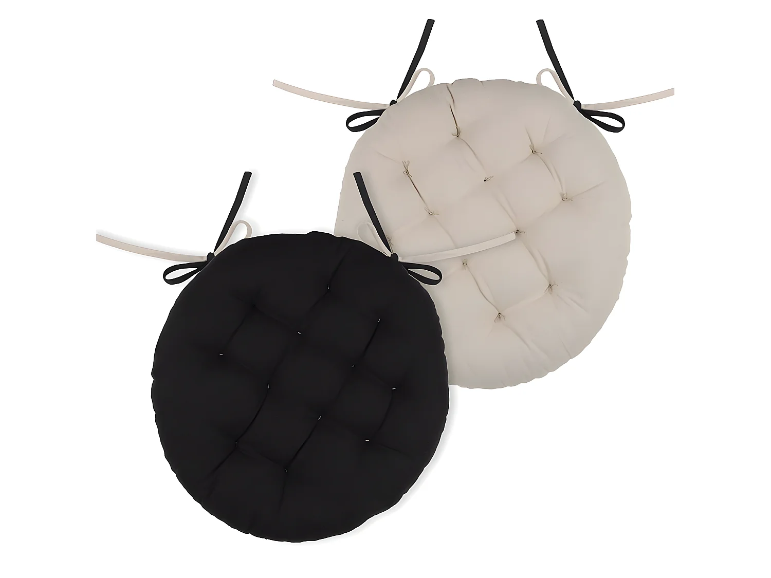 Coussin de chaise rond Noir et Lin 38 cm