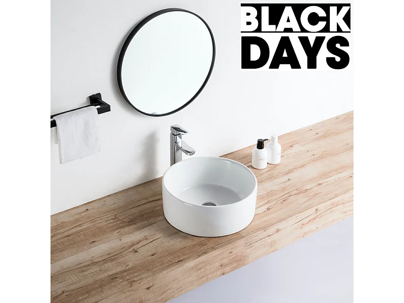 Vasque à poser ronde en céramique DAVIA Ø40.5 cm