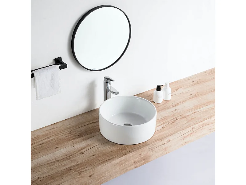 Vasque à poser ronde en céramique DAVIA Ø40.5 cm