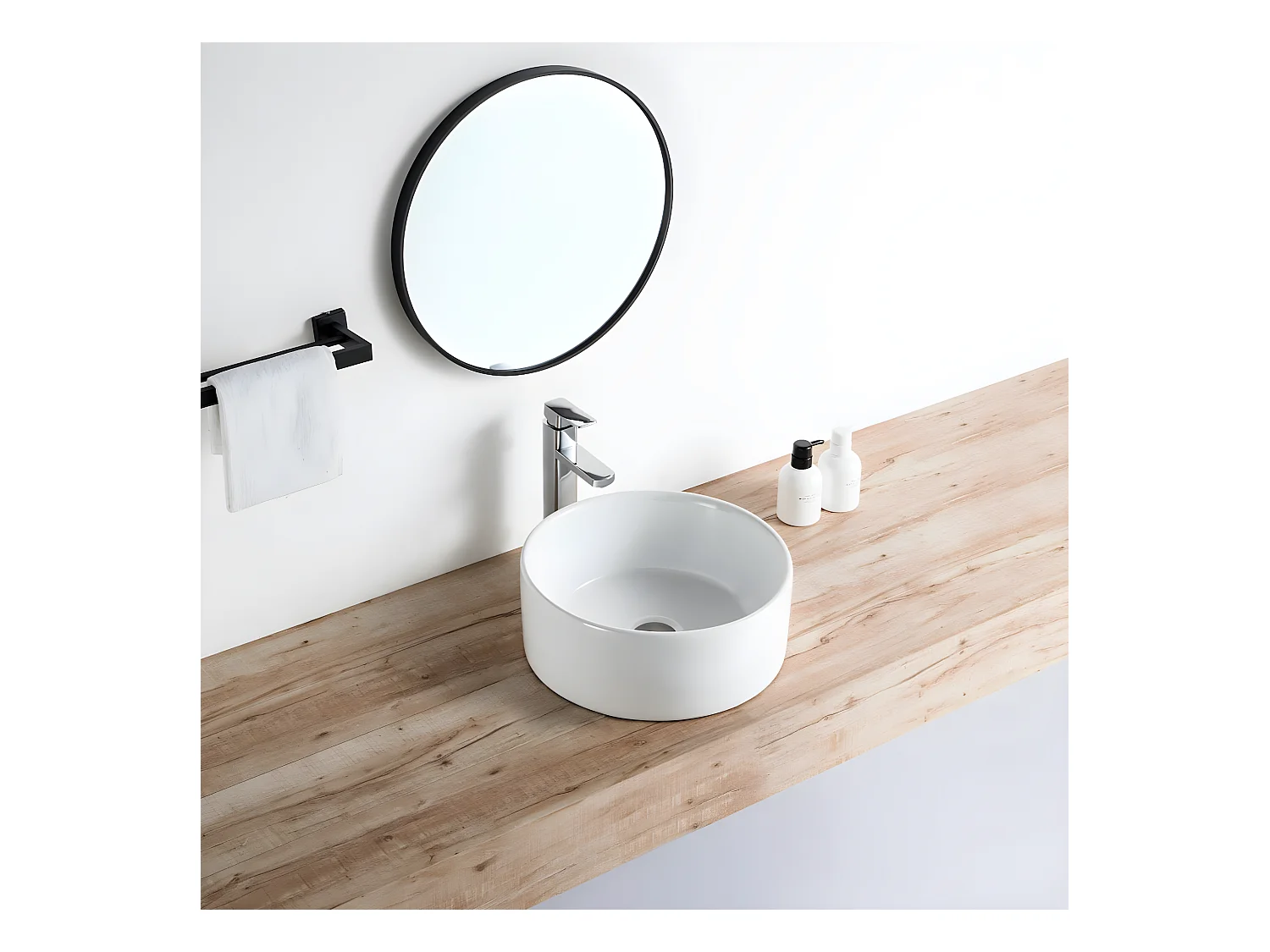 Vasque à poser ronde en céramique DAVIA Ø40.5 cm