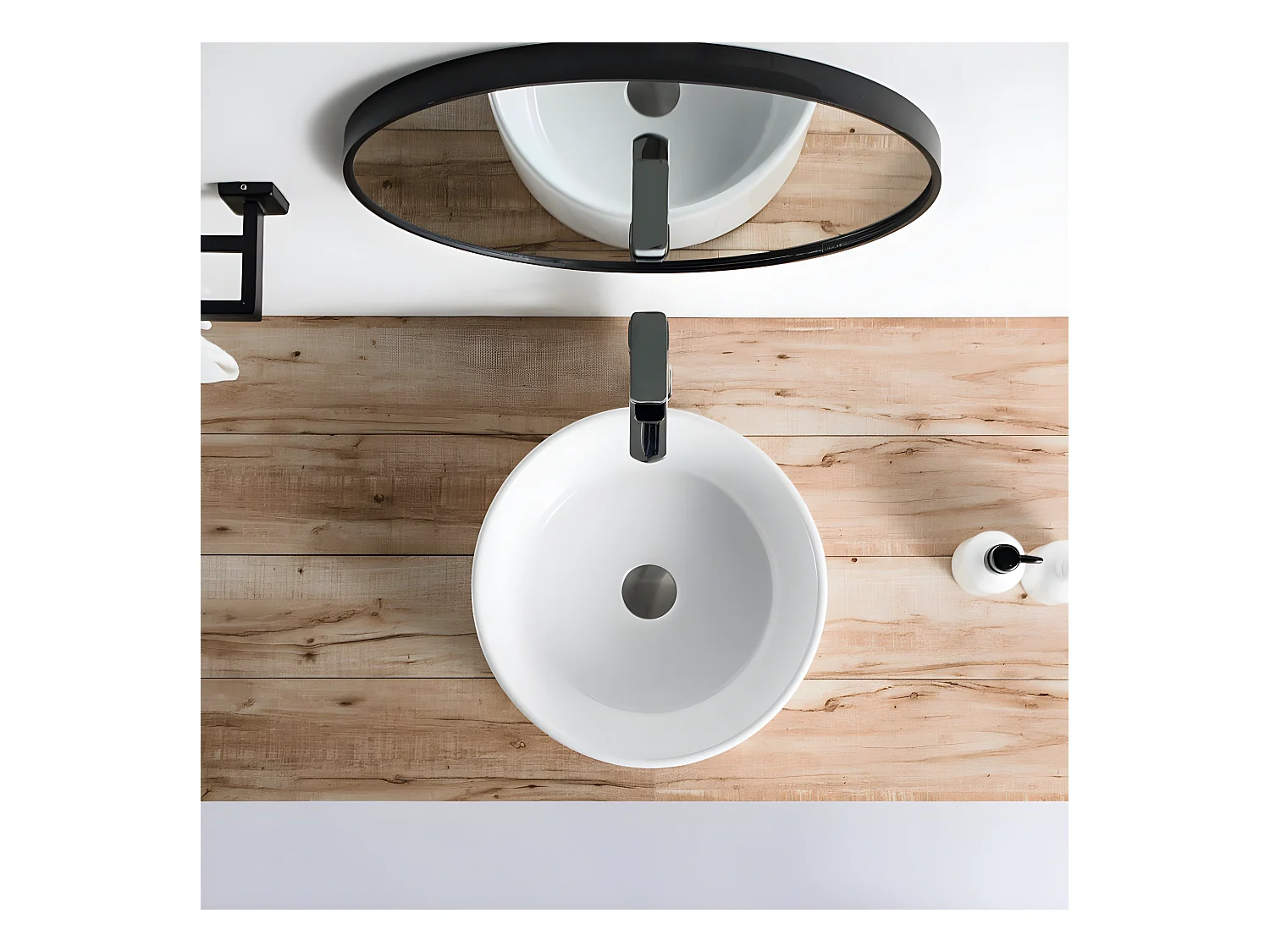 Vasque à poser ronde en céramique DAVIA Ø40.5 cm