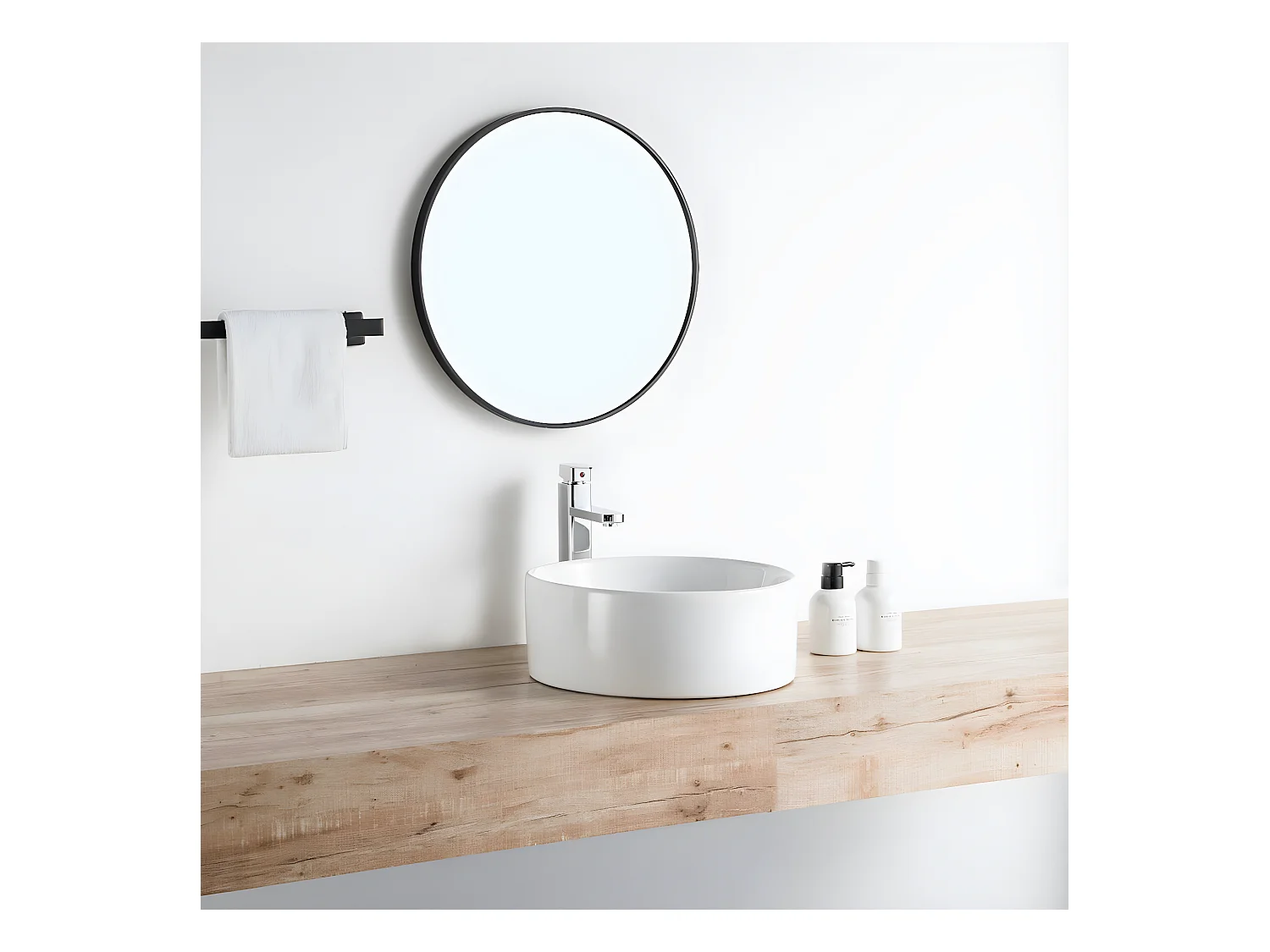 Vasque à poser ronde en céramique DAVIA Ø40.5 cm