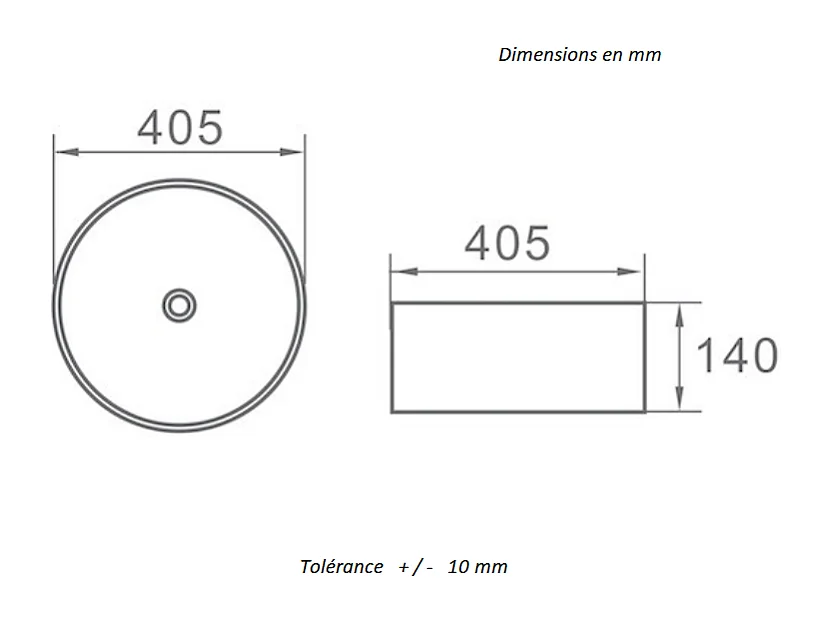 Aufsatzwaschbecken aus glasierter Keramik VARRIA Ø46 cm