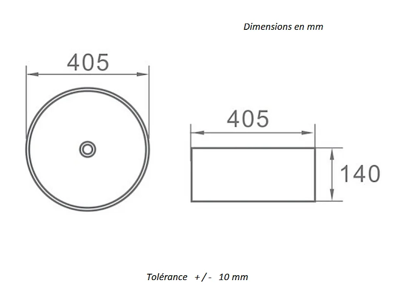 Aufsatzwaschbecken aus glasierter Keramik VARRIA Ø46 cm