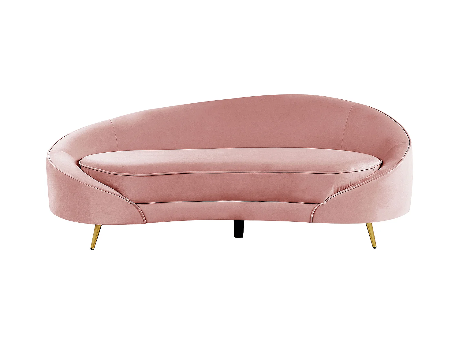 3er Sofa Samt rosa gebogen oval mit goldenen Metallbeinen Retro Glamourös Savar