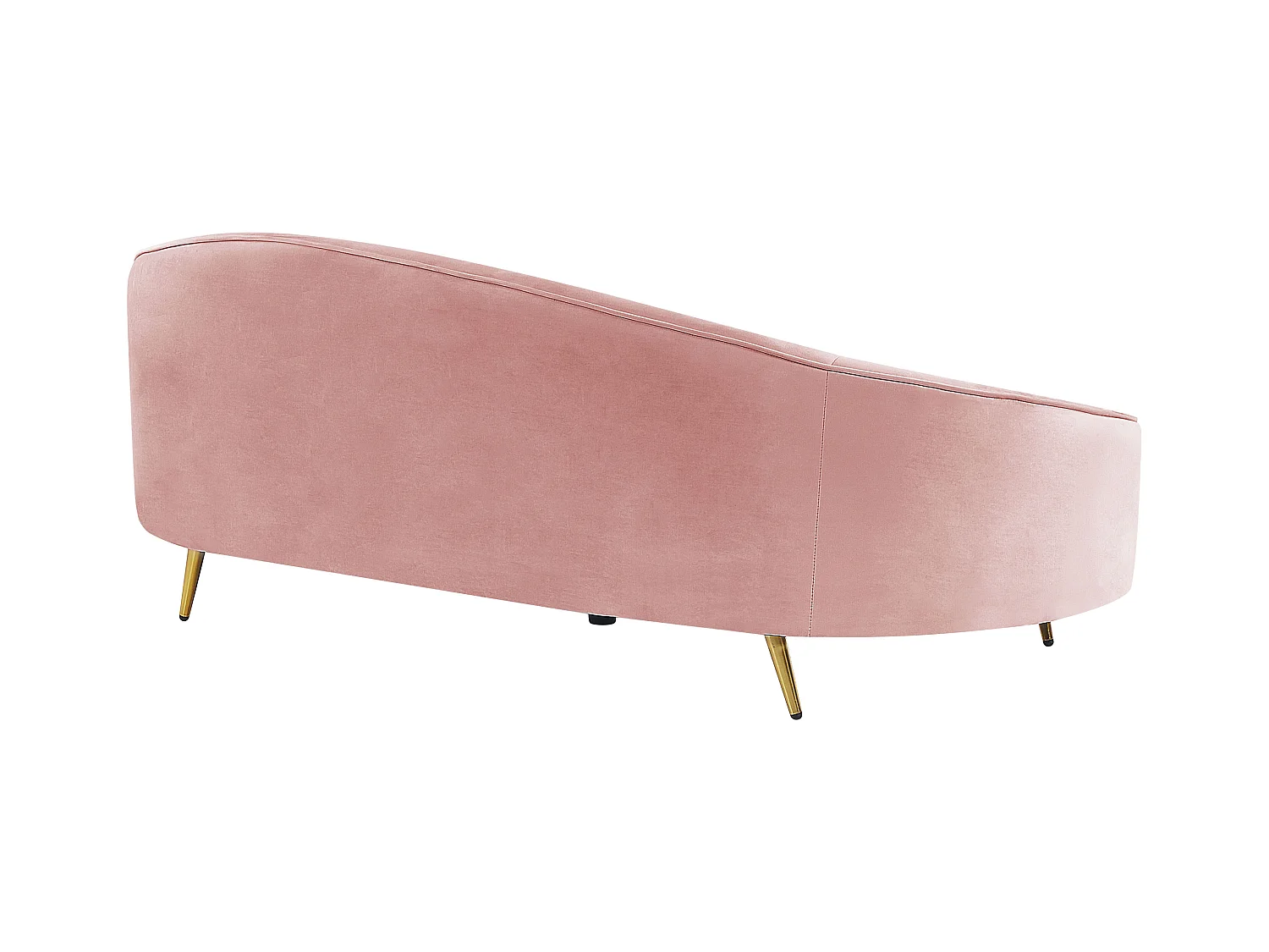3er Sofa Samt rosa gebogen oval mit goldenen Metallbeinen Retro Glamourös Savar