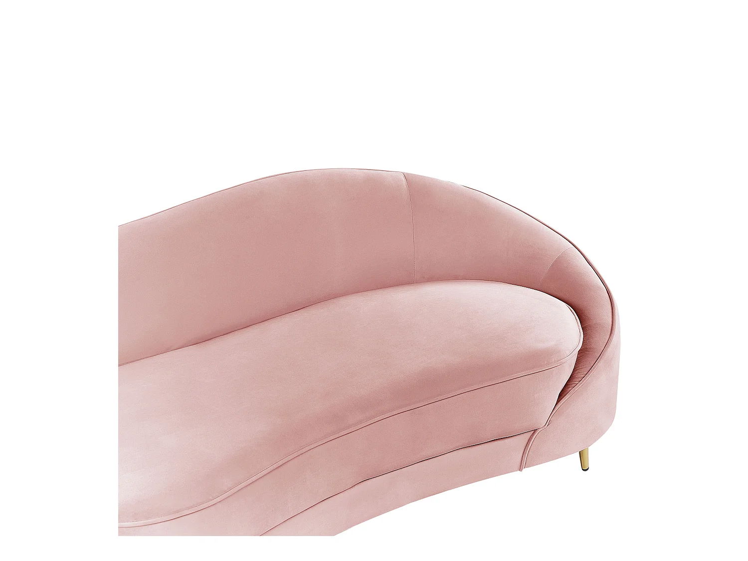 3er Sofa Samt rosa gebogen oval mit goldenen Metallbeinen Retro Glamourös Savar